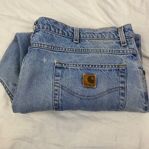 Carhartt Denim Jeans Mens Light Wash Sz 44 Frayed Hem Outdoor Beach‎ Comfort GUC